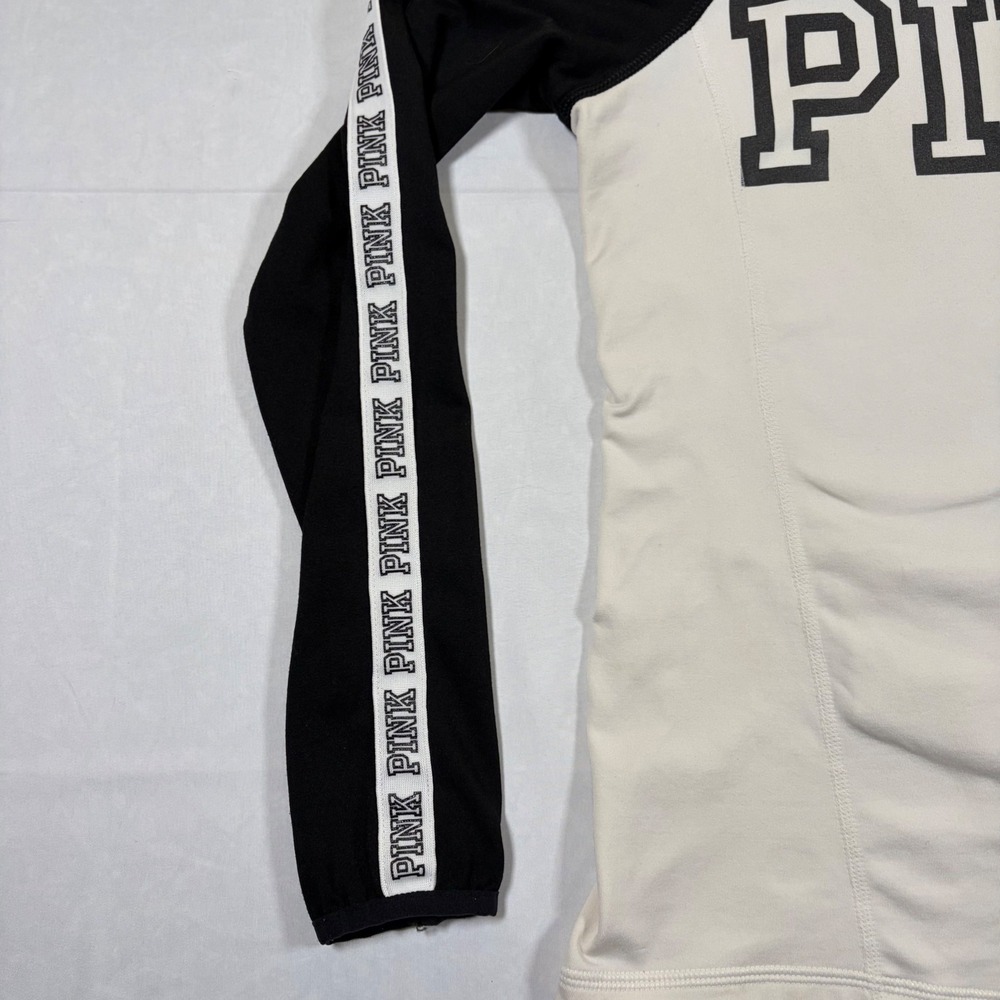 Pink Victoria's Secret Ultimate Quarter Zip Pullover Black White Logo Small - Picture 5 of 12